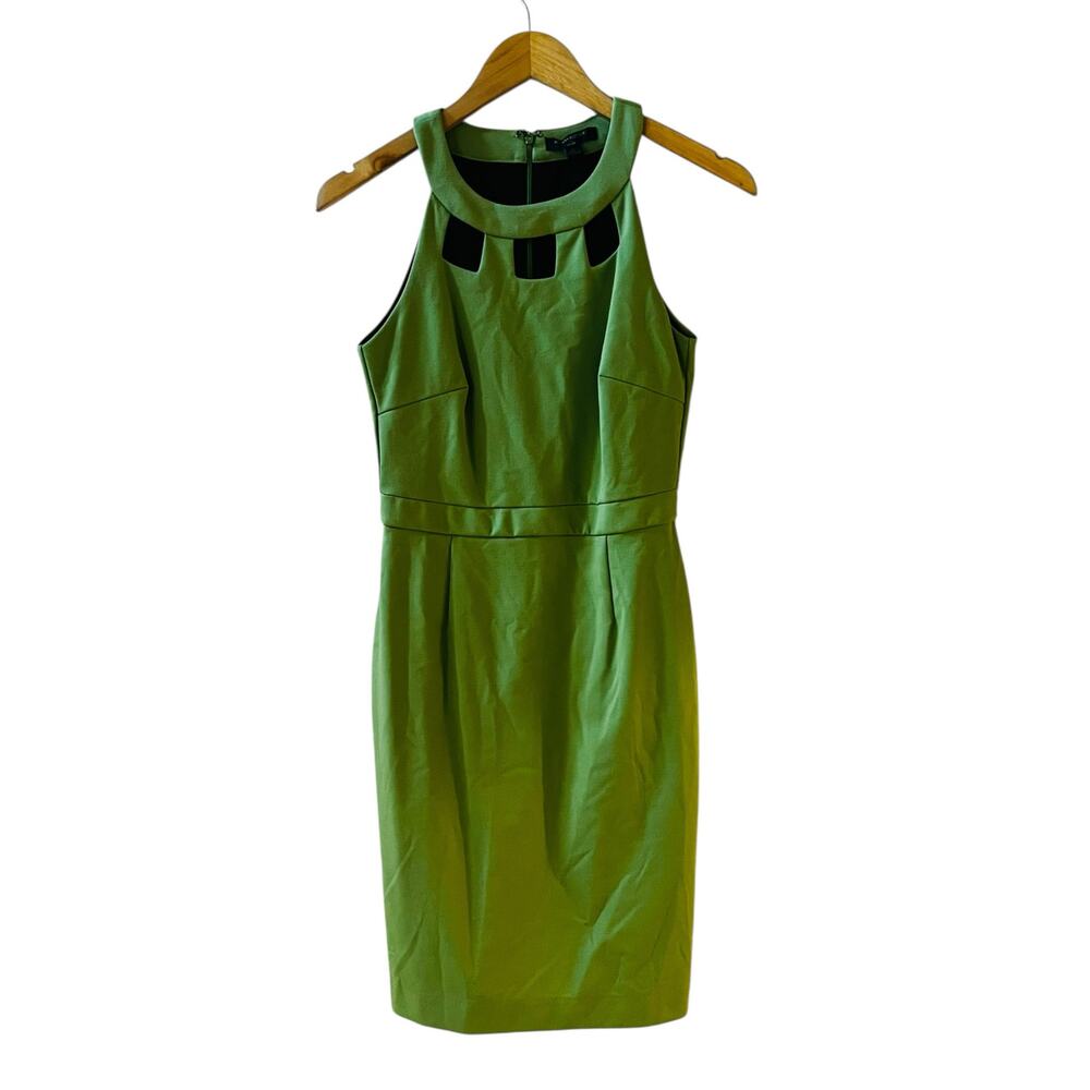 Banana Republic Cut Out Sleeveless Sheath Dress Size 0P Petite Green